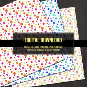 Confetti Colorful Dots Printable Texture Paper 12x12 inch Scrapbook Paper 12 Digital Pages Instant Download DIY Print At Home Commercial Use