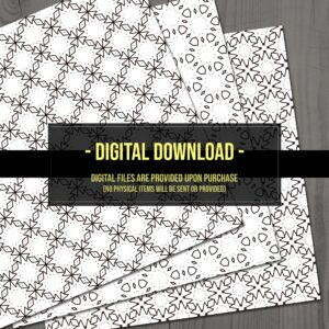 Abstract Black & White Texture Printable Paper 12x12 inch Scrapbook Paper 12 Digital Pages Instant Download DIY Print At Home Commercial Use