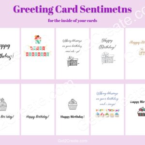 Birthday Sentiments for Cards - Set of 10, Printable Birthday Sentiments, Instant Download, Word Art, Inside of a Card, Birthday Wishes