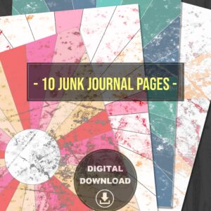 10 Junk Journal Digital Pages Printable Scrapbook Kit Print At Home Retro Sun Rays Digital Paper Set Instant Download Journal Vintage DIY