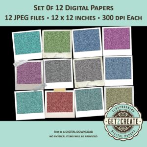 Abstract Ink Texture Printable Digital Paper 12 x 12 inch Scrapbook Pages Set of 12 Instant Download DIY Print At Home Commercial Use & POD