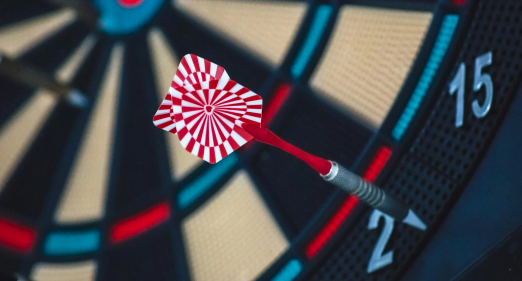 dart board with a dart stuck in it